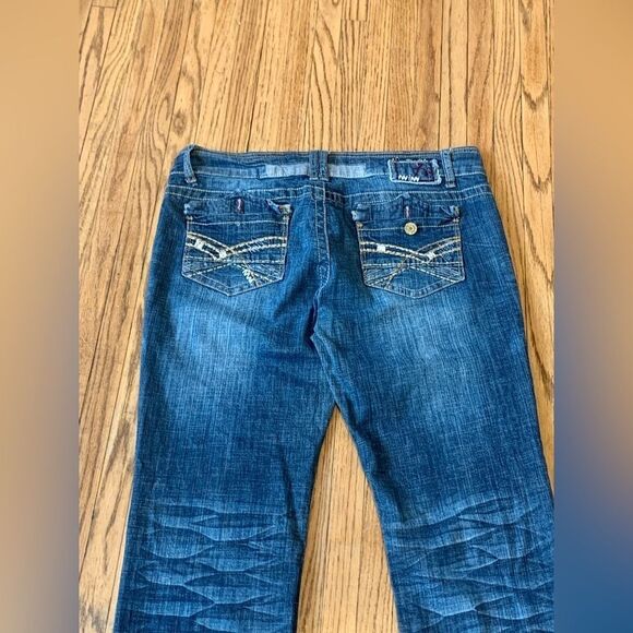 VTG 2000s y2K Hydraulic Metro Low Rise Flare jeans Dark Whisker Stretch 11/12 - Picture 5 of 12